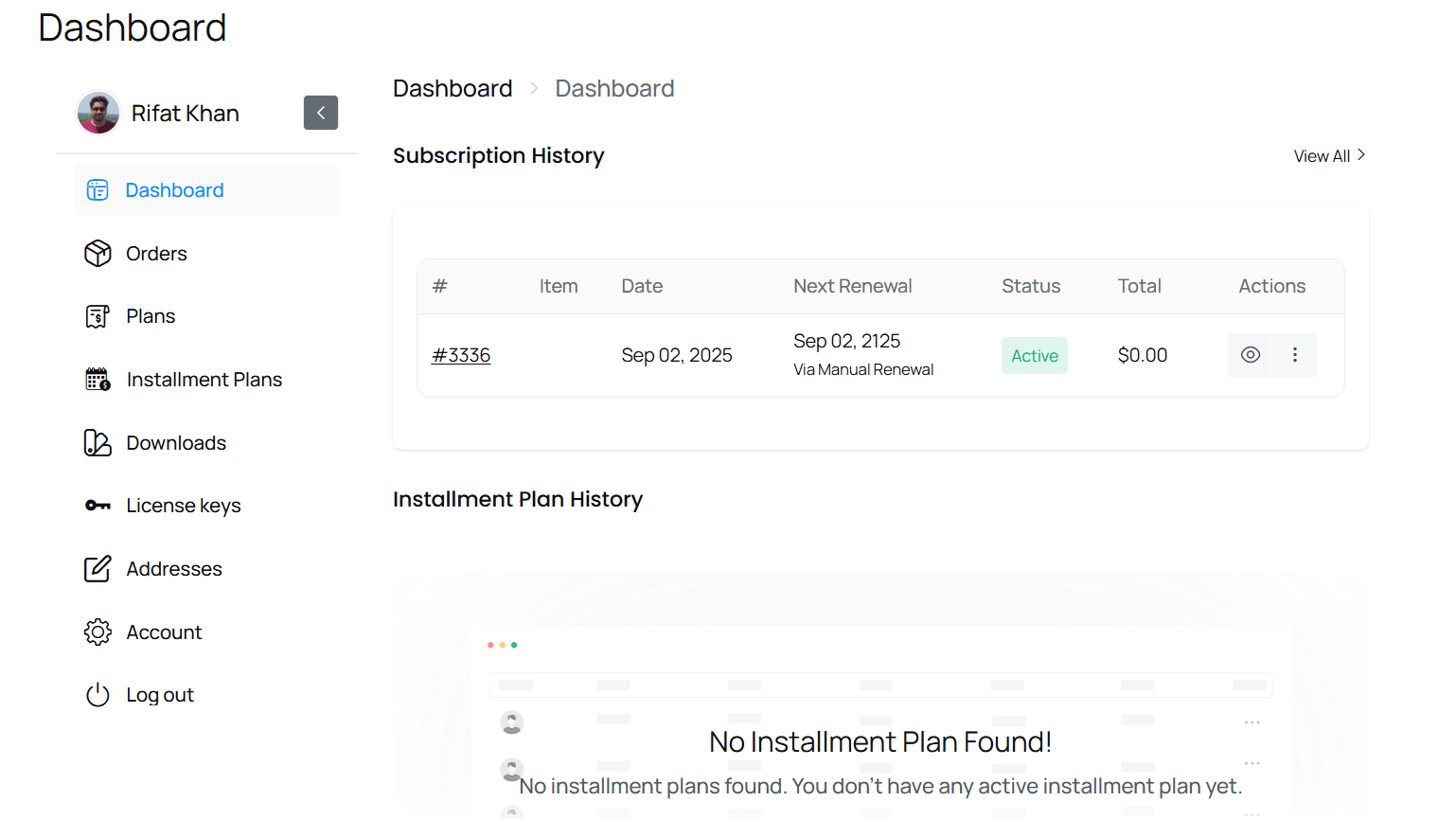 Licensing System Dashboard