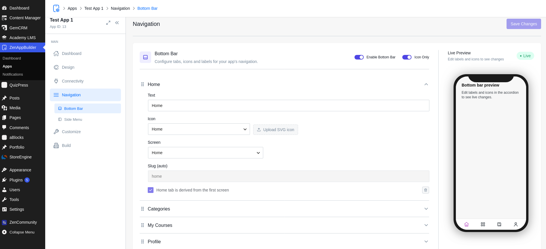 Bottom Bar Navigation